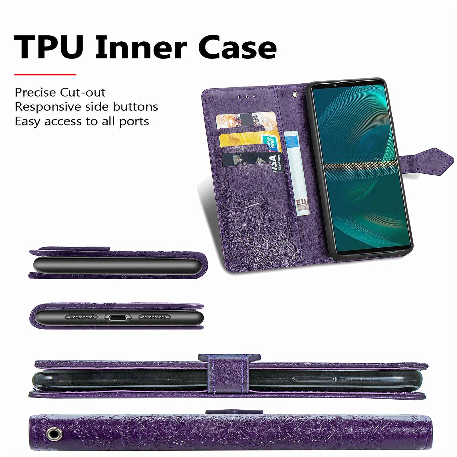 For Sony Xperia 5 IV 5G Embossed Mandala Pattern Phone Cover Shell Magnetic Clasp Wallet Stand Function PU Leather Flip Phone Case For Sony Xperia 5 IV 5G Embossed Mandala Pattern Phone Cover Shell Magnetic Clasp Wallet Stand Function PU Leather Flip Phone Case
